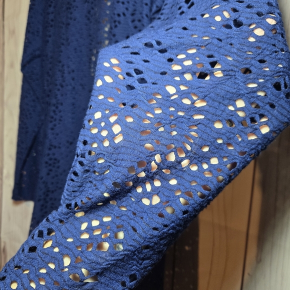 Staples Blue Lace Women's Cardigan Womens Medium- Fits Like a Large - Picture 4 of 6